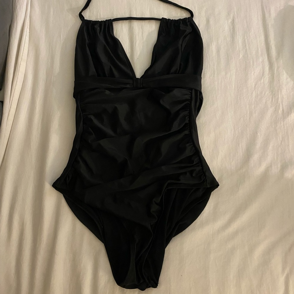 Black one piece bathing suit